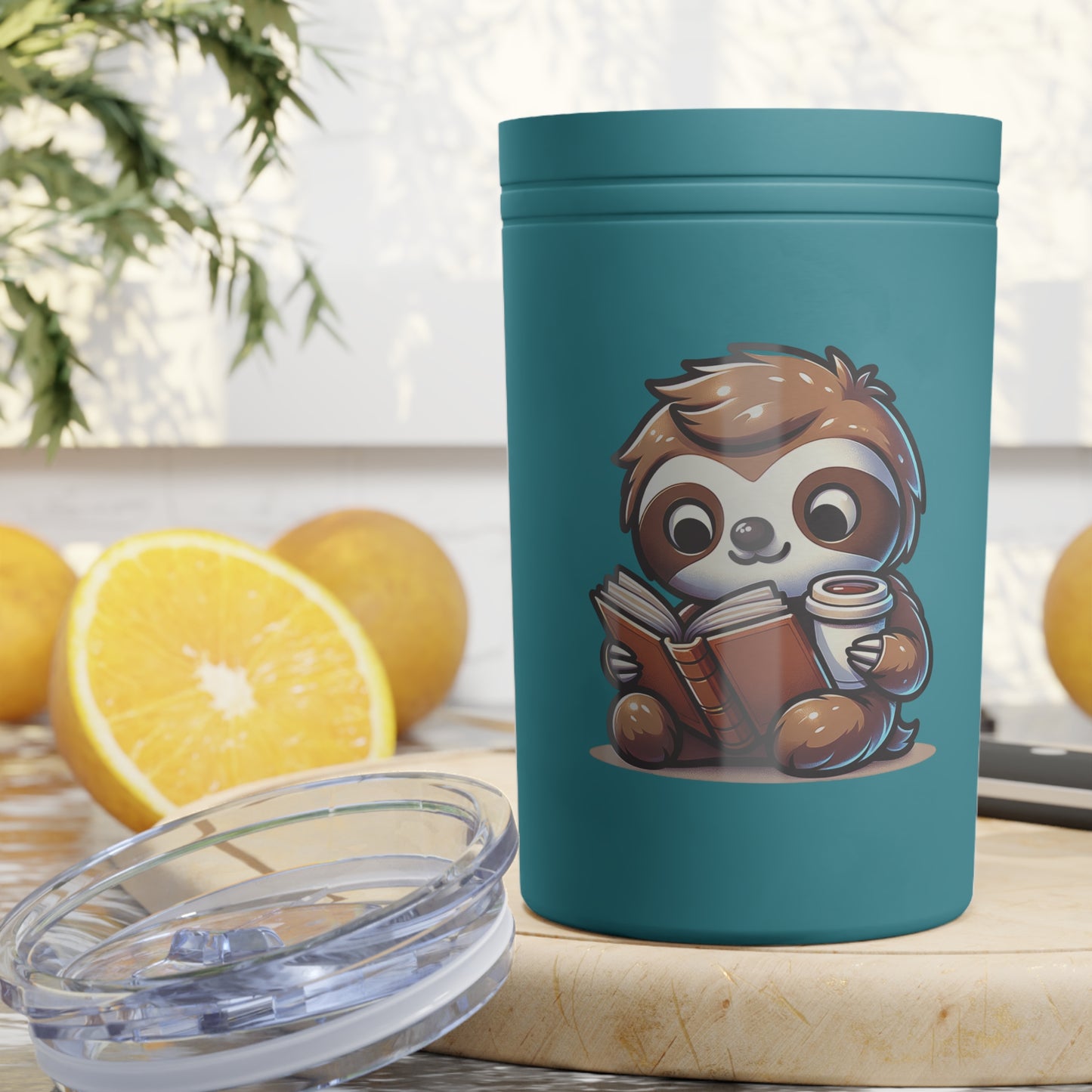 Reading Sloth with Coffee Vacuum Insulated Tumbler 11oz