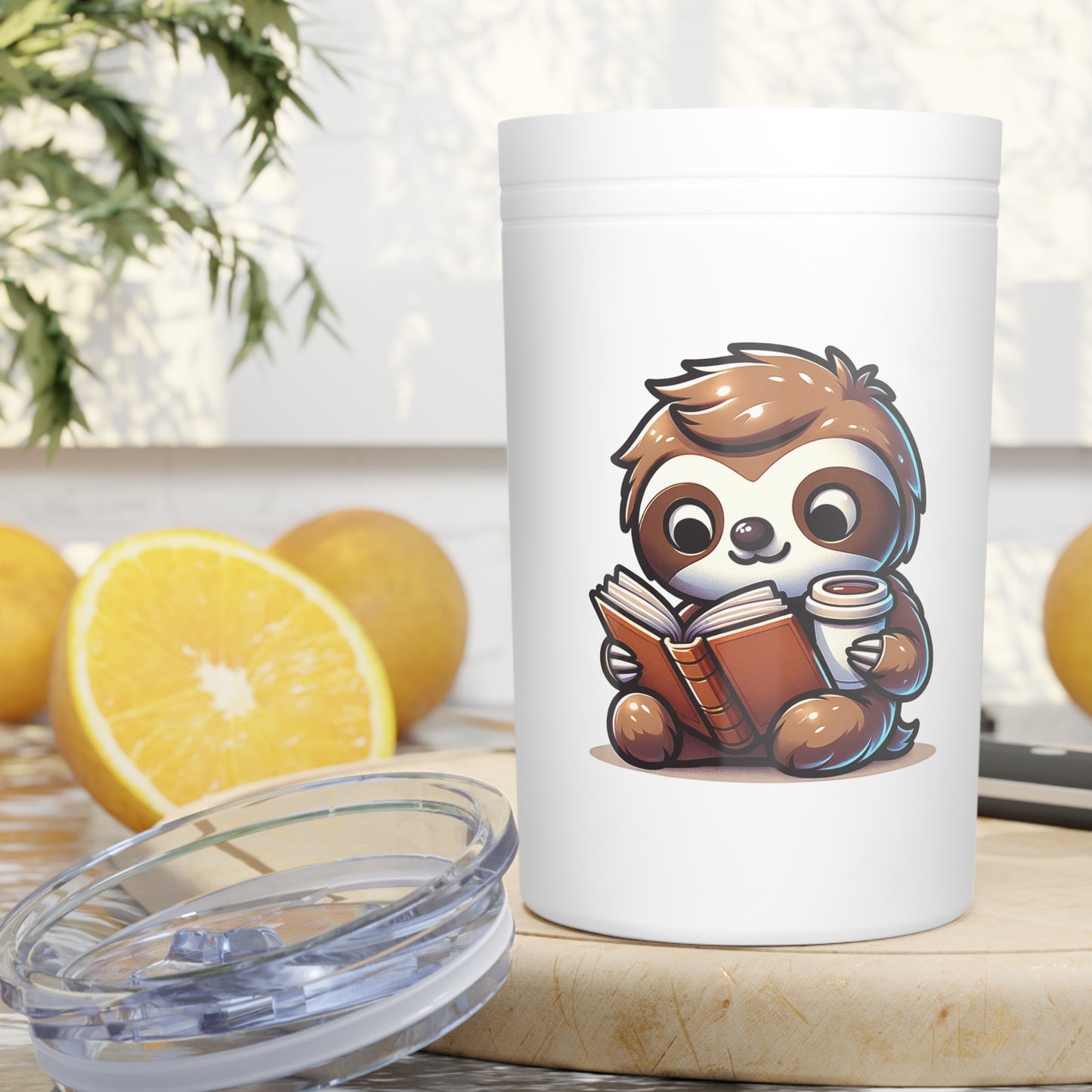 Reading Sloth with Coffee Vacuum Insulated Tumbler 11oz